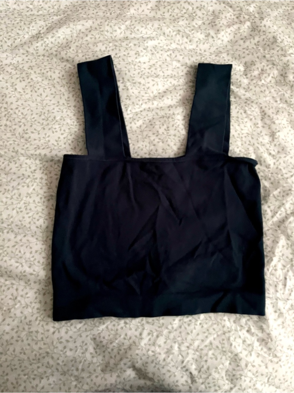 Classic Navy Blue Square-Neck Crop Tank Top